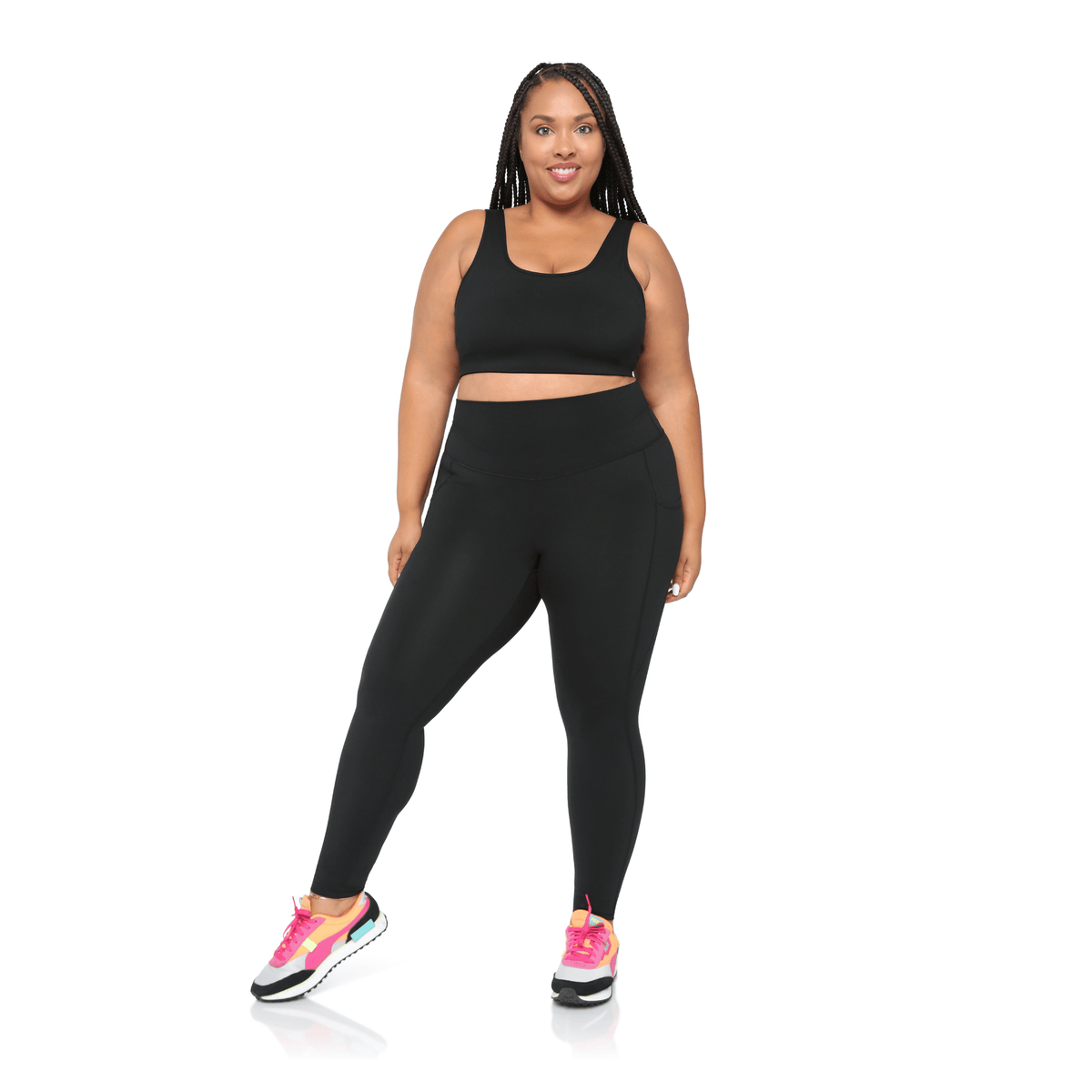 Black Fitkitty Culture BodyLove high-rise leggings, women's workout leggings with a snug fit and comfortable stretch.