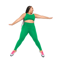 Black Fitkitty Culture BodyLove high-rise leggings, women's workout leggings for yoga and active wear, close-up view.