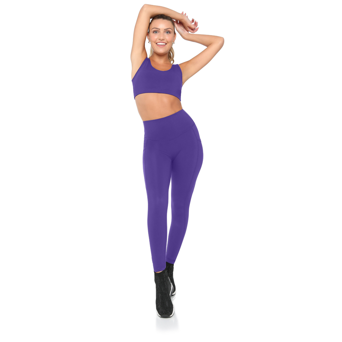 Black Fitkitty Culture BodyLove high-rise leggings, women's workout leggings, stretchy yoga and activewear for comfortable movement.