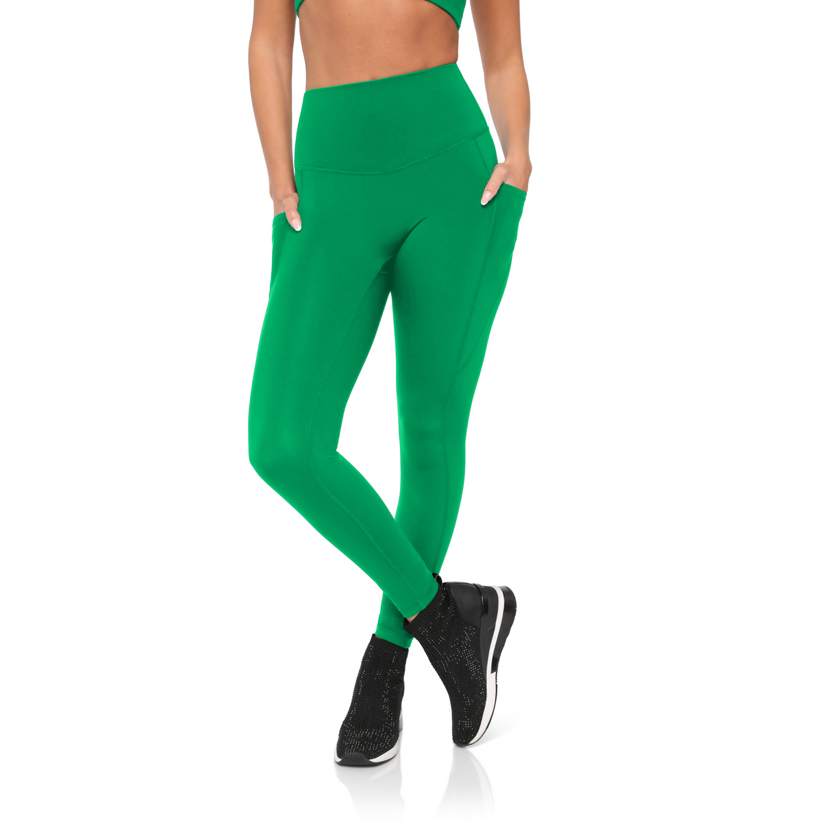 Black Fitkitty Culture BodyLove high-rise leggings for women, designed for workout and yoga, made from comfortable athleisure fabric.