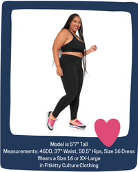 Black Fitkitty Culture BodyLove high-rise leggings for women, designed for yoga, workout, and athleisure wear.