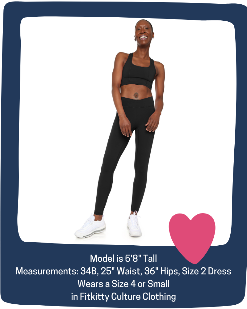 Black Fitkitty Culture BodyLove high-rise leggings, women’s workout leggings with a snug fit and comfortable high waist.