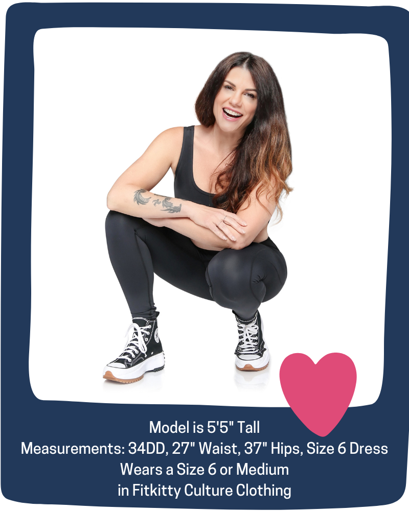 Black Fitkitty Culture BodyLove high-rise leggings, women's workout leggings designed for comfort and style during exercise.