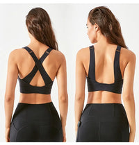Black Fitkitty Culture athletic sports bra with front zipper, high-impact support, designed for women's yoga and workout wear.