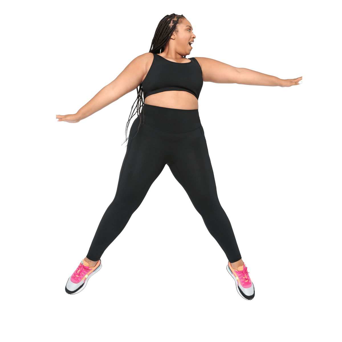 Black Fitkitty Culture Athleisure BodyLove High Support Sports Bra for women, designed for active yoga and workout sessions.