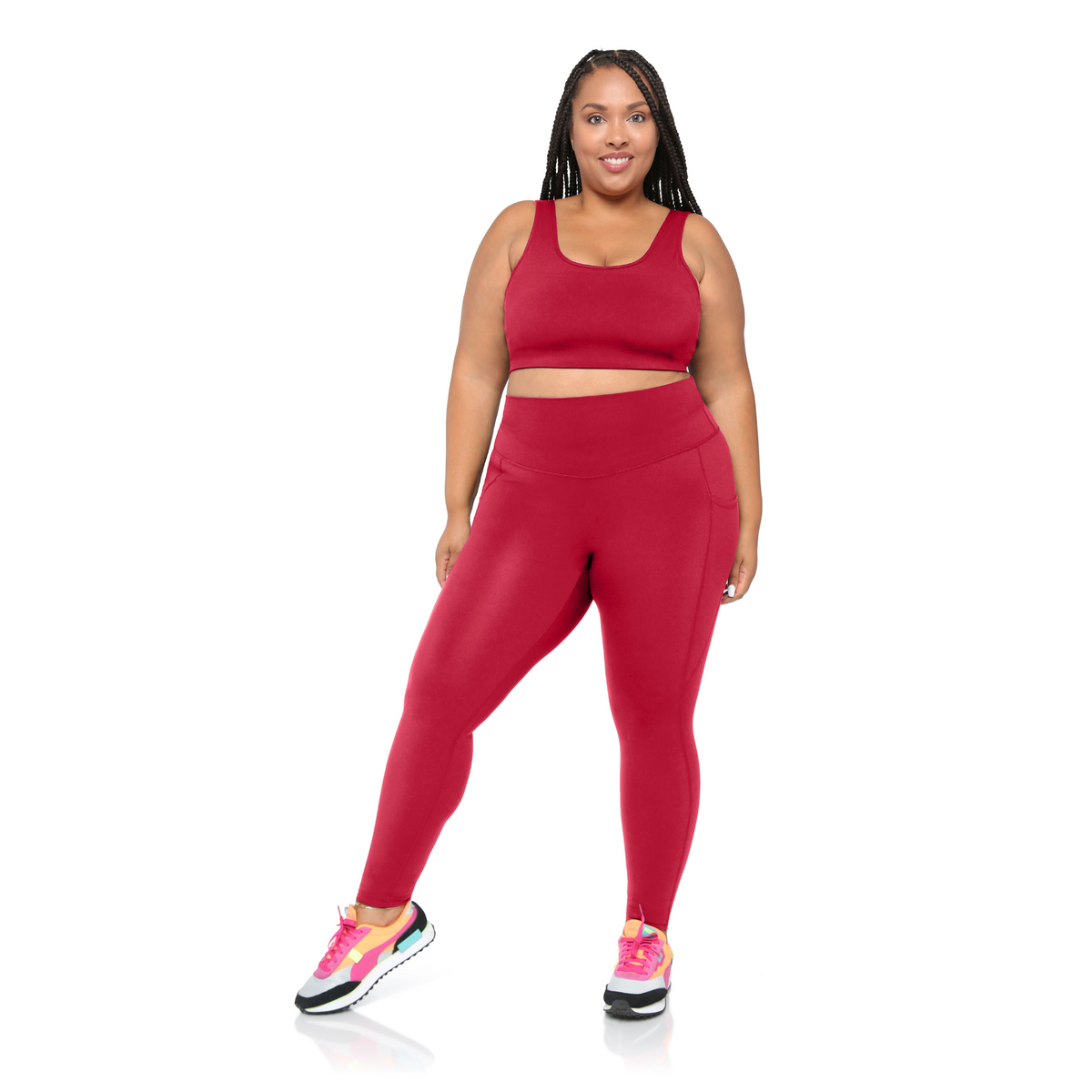 Black Fitkitty Culture Athleisure Wear BodyLove High Support Sports Bra for women, showing a close-up of the sports bra with adjustable straps.