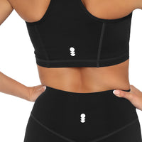 Black SmoothFit™ Full Coverage Sports Bra by Fitkitty Culture, designed for support and comfort during workouts.