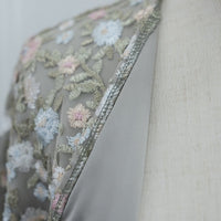 Floral Embroidered Mesh Open Abaya & Hijab Set(MOA321)