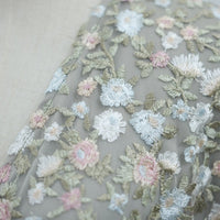Floral Embroidered Mesh Open Abaya & Hijab Set(MOA321)
