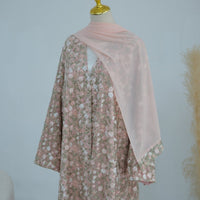 Floral Embroidered Mesh Open Abaya & Hijab Set(MOA321)