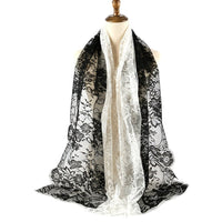 Floral Lace Hijab with Eyelash Fringe Edge(MH237)