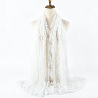 Floral Lace Hijab with Eyelash Fringe Edge(MH237)