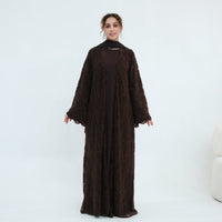 Floral Lace Open Abaya with Lining(MOA329)