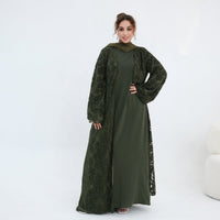 Floral Lace Open Abaya with Lining(MOA329)