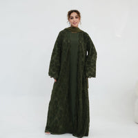 Floral Lace Open Abaya with Lining(MOA329)