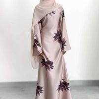 Floral Print Maxi Dress with Cape Sleeves(MS440)