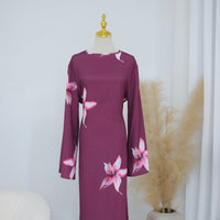 Floral Print Maxi Dress with Cape Sleeves(MS440)