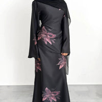 Floral Print Maxi Dress with Cape Sleeves(MS440)