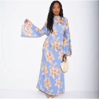 Floral Print Washed Crinkle Maxi Dress(MS437)