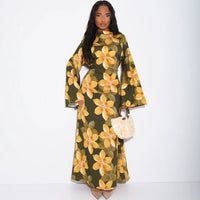 Floral Print Washed Crinkle Maxi Dress(MS437)