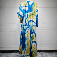 Fluid Topographic Print Open Abaya & Matching Hijab Set(MOA331)