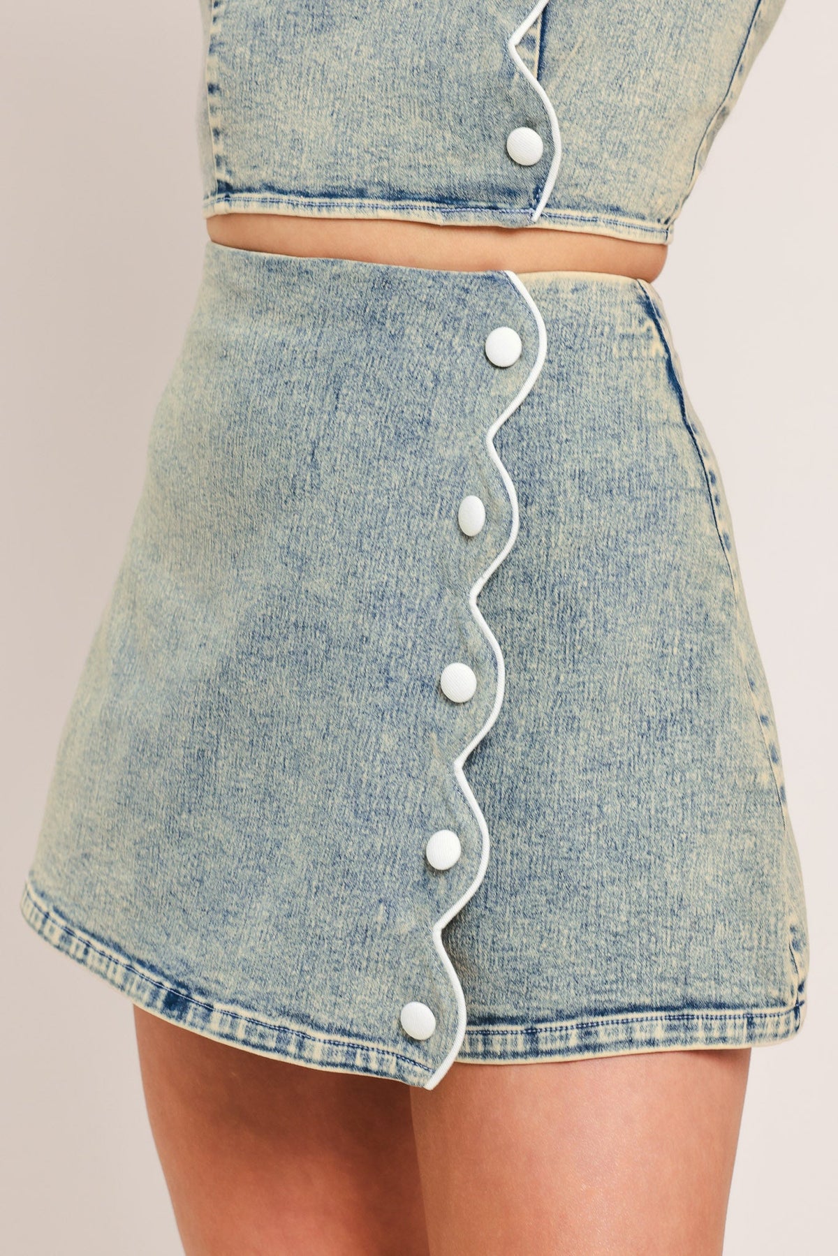 Flying Tomato Sweet Detail Denim Skort, casual shorts with a stylish denim design and sweet detail accents, shown in the image.