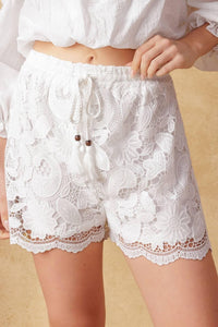 Flying Tomato Limitless Time woven shorts in white, casual men's or women's shorts with a textured fabric appearance.