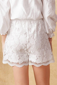 Flying Tomato Limitless Time Woven Shorts in white, featuring a stylish casual design and comfortable fit.
