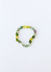 Raw Baltic Sea Amber + Fluorite + Peridot || Gemstone Anklet or Bracelet