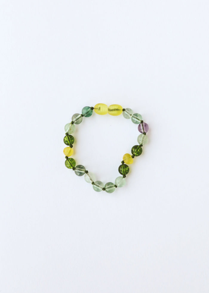 Raw Baltic Sea Amber + Fluorite + Peridot || Gemstone Anklet or Bracelet