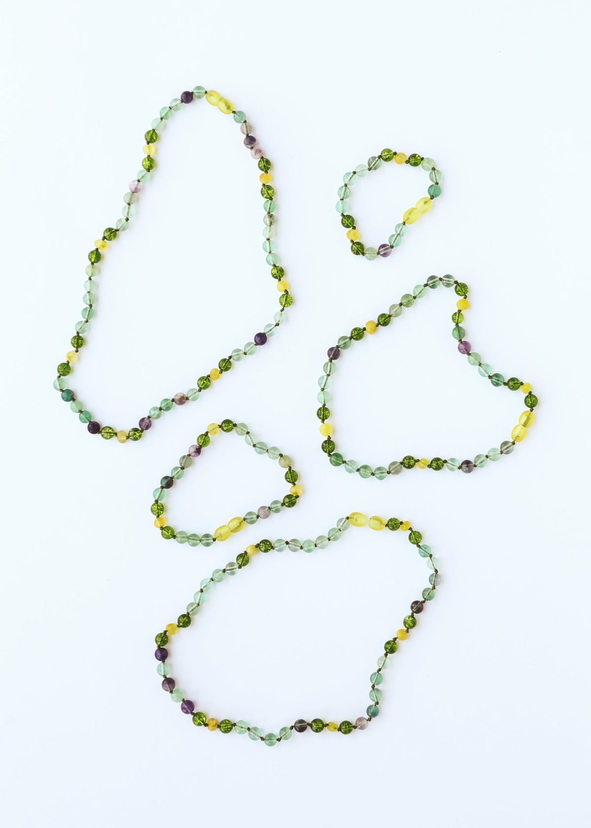 Raw Baltic Sea Amber + Fluorite + Peridot || Gemstone Necklace