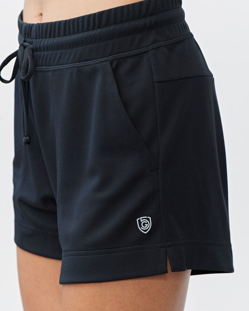 Black G5 Advance 4.5-inch knit shorts by Goal Five, featuring a comfortable fit and casual style for active wear.