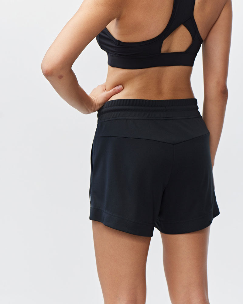 Black G5 Advance 4.5-inch knit shorts by Goal Five, showing a comfortable, fitted athletic design with a knit texture.