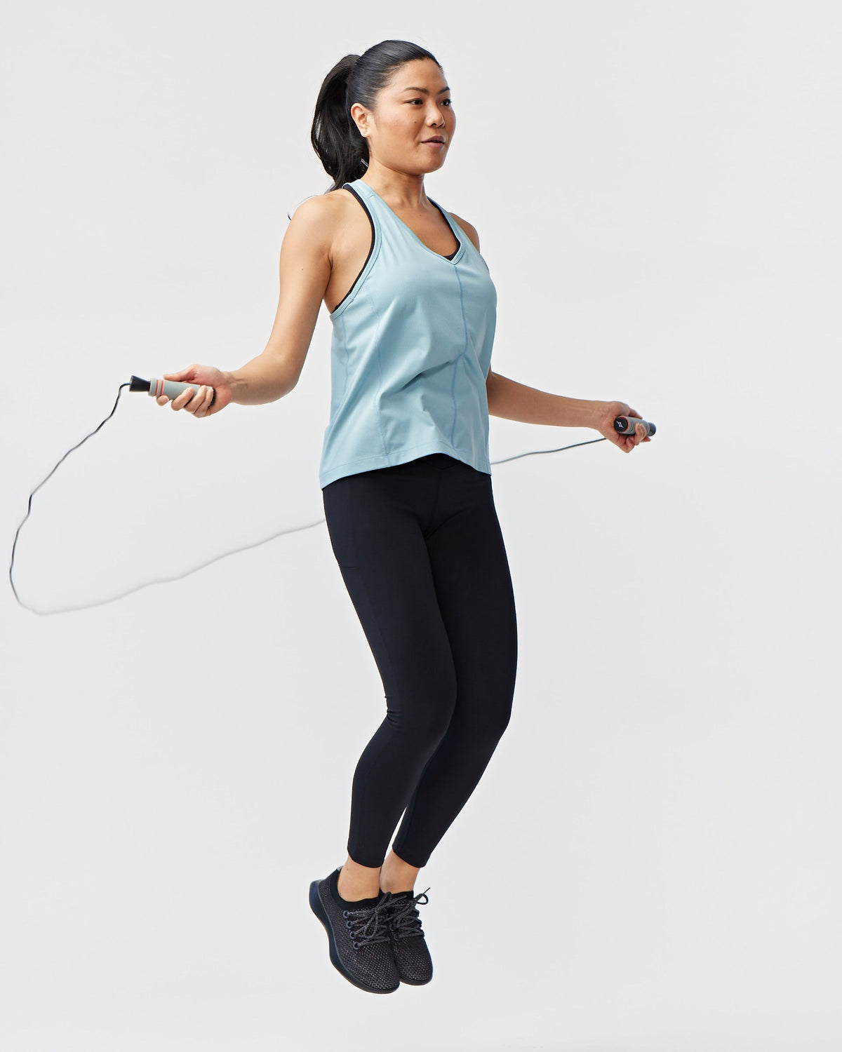 Black Go Again women's full-length leggings by Goal Five, shown in a 7/8 length style with a comfortable fit.