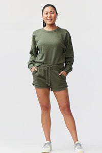 Goal Five Freasy Short in dark moss color, casual lifestyle shorts with a relaxed fit and comfortable fabric.