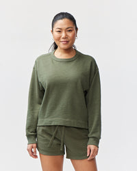 Goal Five Freasy Crew lifestyle sweatshirt in dark moss color, featuring a comfortable fit and casual style.