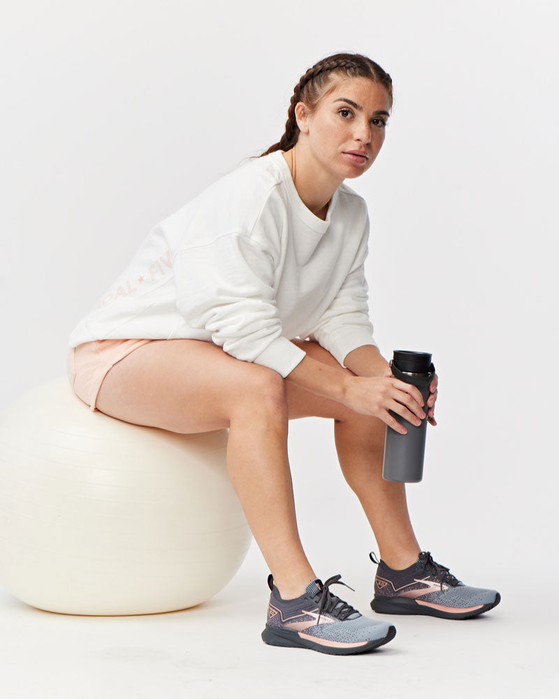 Goal Five Freasy Crew lifestyle hoodie in white, casual fit with soft fabric and minimalist design, ideal for everyday wear.