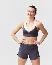 Black Excel women's workout shorts by Goal Five, designed for training, with a comfortable fit and athletic style.