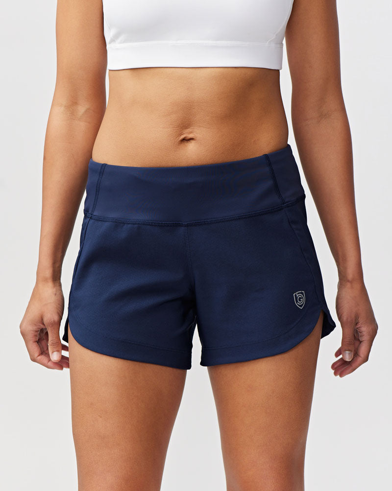 Black Excel women's workout shorts by Goal Five, training shorts with a comfortable fit, designed for active women.