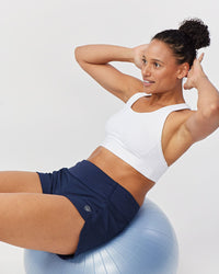 Black Excel women's workout shorts by Goal Five, designed for training, with a comfortable fit and athletic style.