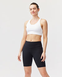 Black Goal Five Go Again Bike Short 8-inch training shorts with a snug fit and athletic design for active workouts.