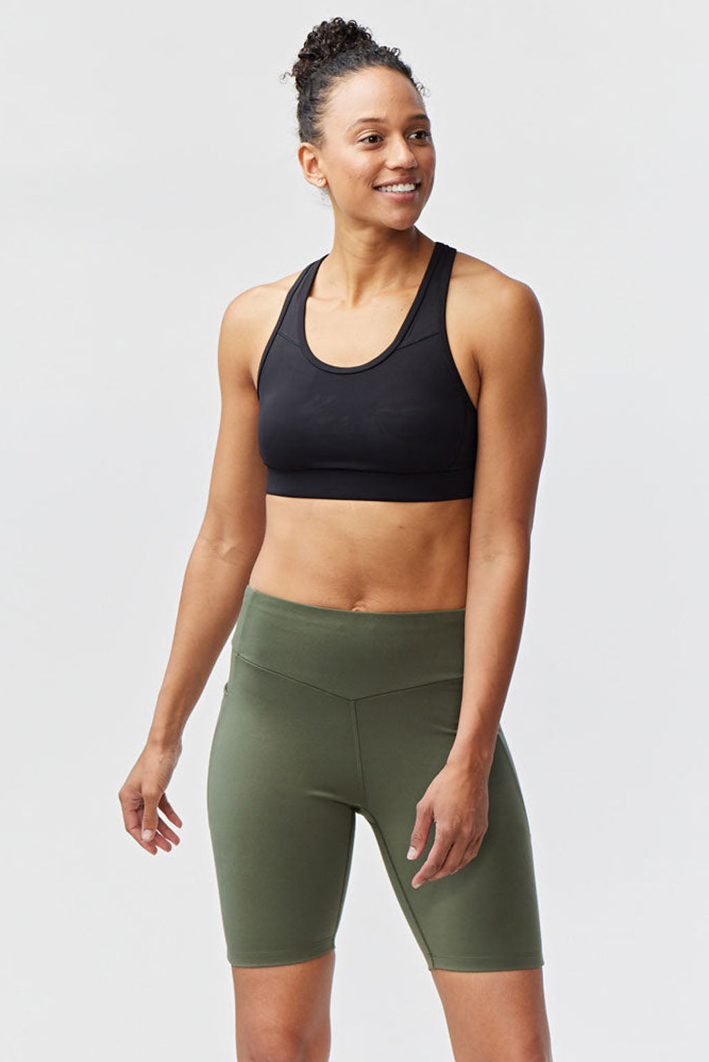 Goal Five Go Again Bike Short 8" training shorts in dark moss color, featuring a comfortable fit and sporty design.