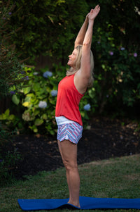 Goal Five women's training workout shorts in hot coral, lightweight and fast-drying for fitness and activewear.