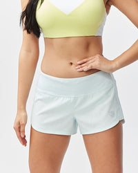 Goal Five women's training shorts in hot coral, lightweight and fast-drying for workout comfort.