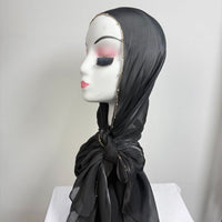 Gold Chain Beaded Edge Crinkle Satin Hijab(MH238)