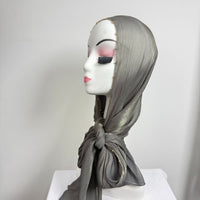 Gold Chain Beaded Edge Crinkle Satin Hijab(MH238)