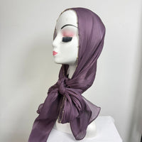 Gold Chain Beaded Edge Crinkle Satin Hijab(MH238)