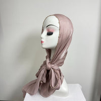 Gold Chain Beaded Edge Crinkle Satin Hijab(MH238)