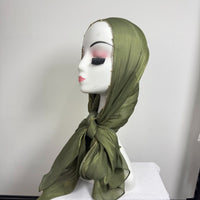 Gold Chain Beaded Edge Crinkle Satin Hijab(MH238)