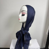 Gold Chain Beaded Edge Crinkle Satin Hijab(MH238)